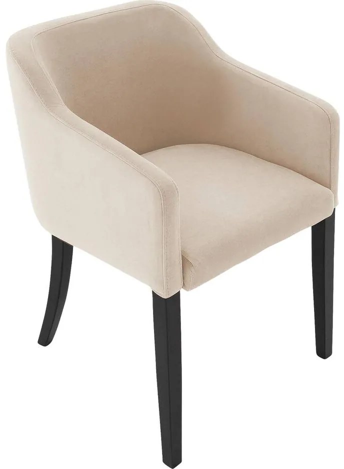 Goossens Eetkamerstoel Peda beige velvet stof met armleuning, elegant chic
