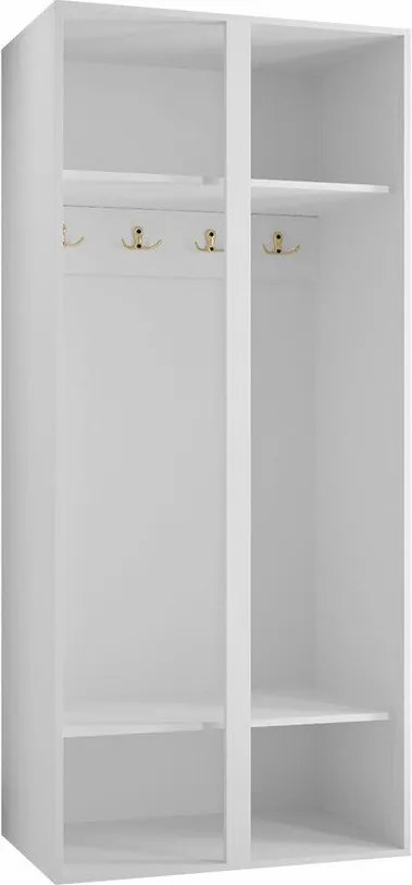 Kledingkast Hartford 394, Zwart, 186x74x44cm, 50 kg, Kledingkast deuren: Met scharnieren, Aantal planken: 2, Aantal planken: 2