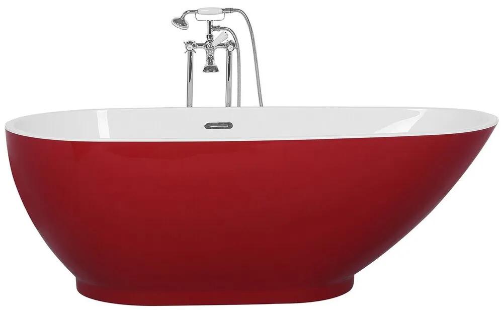 Badkuip vrijstaand rood GUIANA Beliani