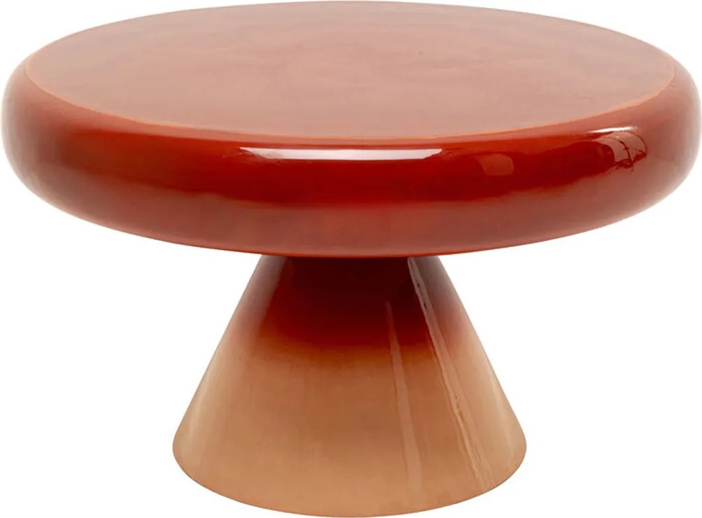Kare Design Rici 60 Retro Bijzettafel Emaille Rood Beige - 60 X 60cm.