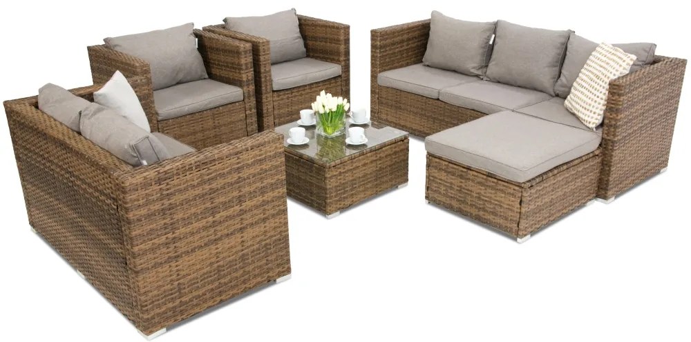 Roma Corner 8 Tuinpunt bruin technorattan tuinmeubelen