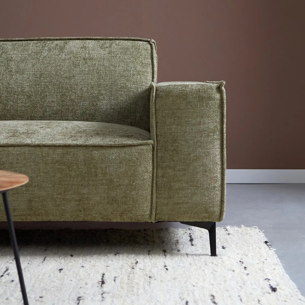 PEPP Interiors River Moderne Hoekbank Groene Stof Ottoman Links Idesin Majestic 607