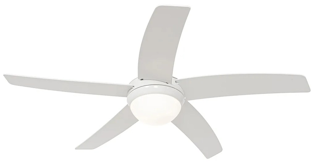 Smart plafondventilator wit met hout print 132cm incl. LED dimbaar met afstandsbediening - Cool