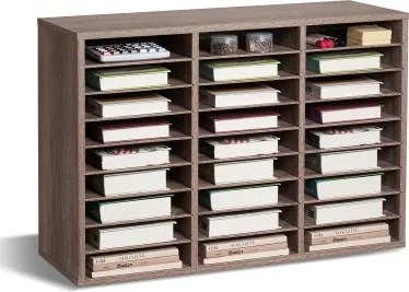 VEVOR Literatuur Organizer Documentenbak met 27 vakken en verwijderbare planken, Brievenbak voor sorteerder, gemaakt van hout, spaanplaat, opbergruimte voor kantoor, klaslokaal, thuis, zwart-grijs