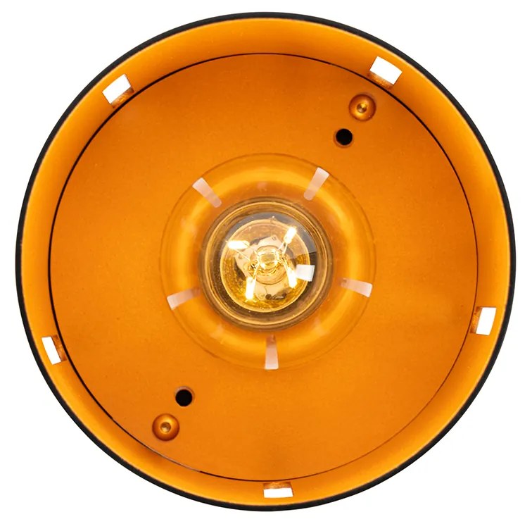 Design plafondlamp zwart met gouden binnenkant - Yana