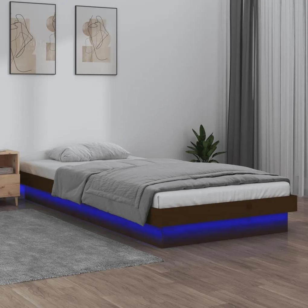 vidaXL Bedframe LED massief hout honingbruin 90x190 cm 3FT Single