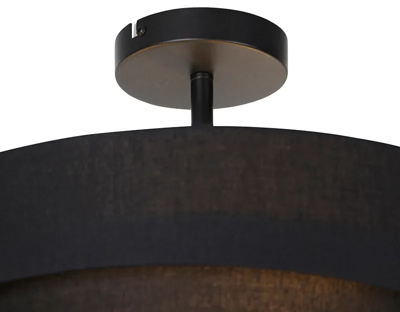 Qazqa Moderne Plafondlamp Zwart Met Goud - Vt