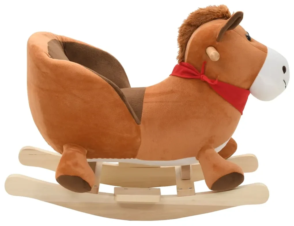 vidaXL Hobbeldier paard met rugleuning 60x32x50 cm pluche bruin