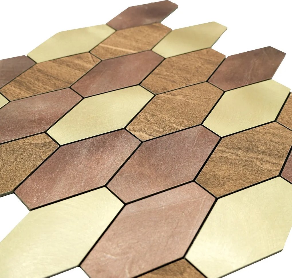 Zelfklevende Mozaïektegels Metaal | Picket Bruin | 30×30 cm | Keuken, Bad & WC