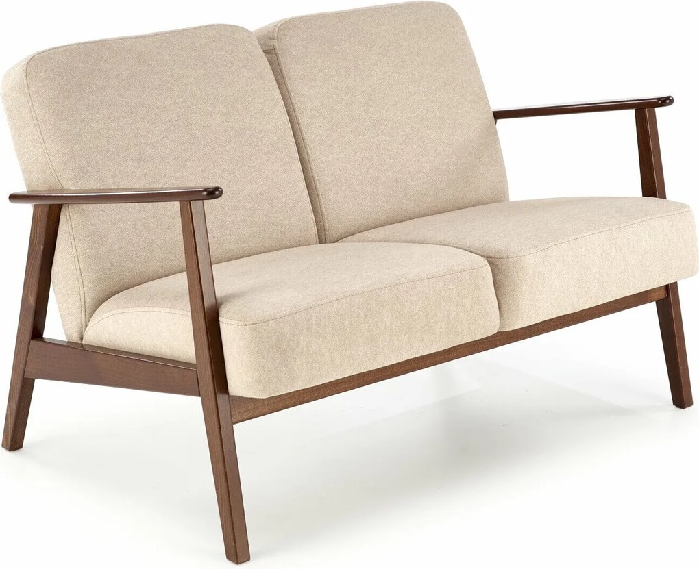 Bank Houston 2144, Afwezig, Afwezig, Donker walnoot, Beige, 120x77x77cm, 24.5 kg, Stof, Poten: Hout, Hout: Beuk