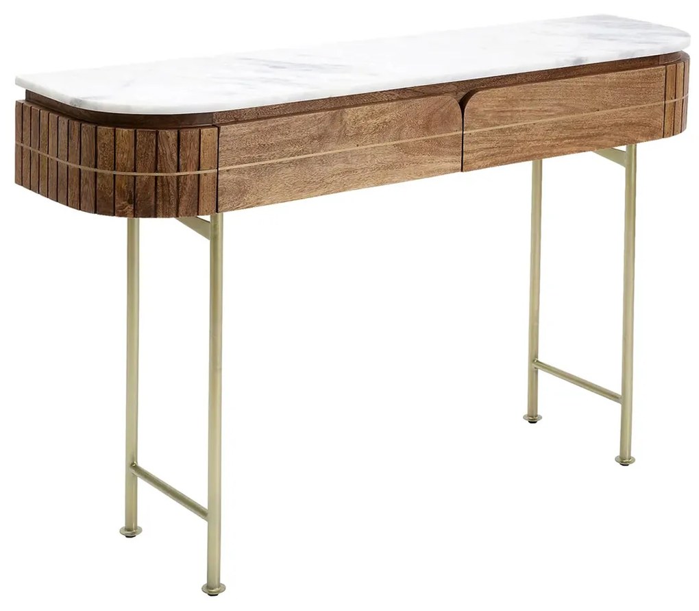 Kare Design Grace Sidetable Mangohout En Marmer - 100 X 30cm.