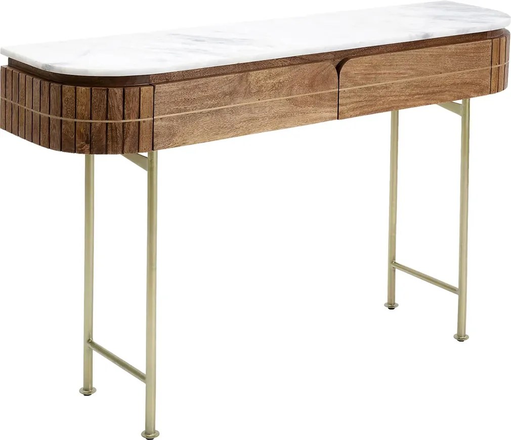 Sidetable Mangohout En Marmer - 100 X 30cm.