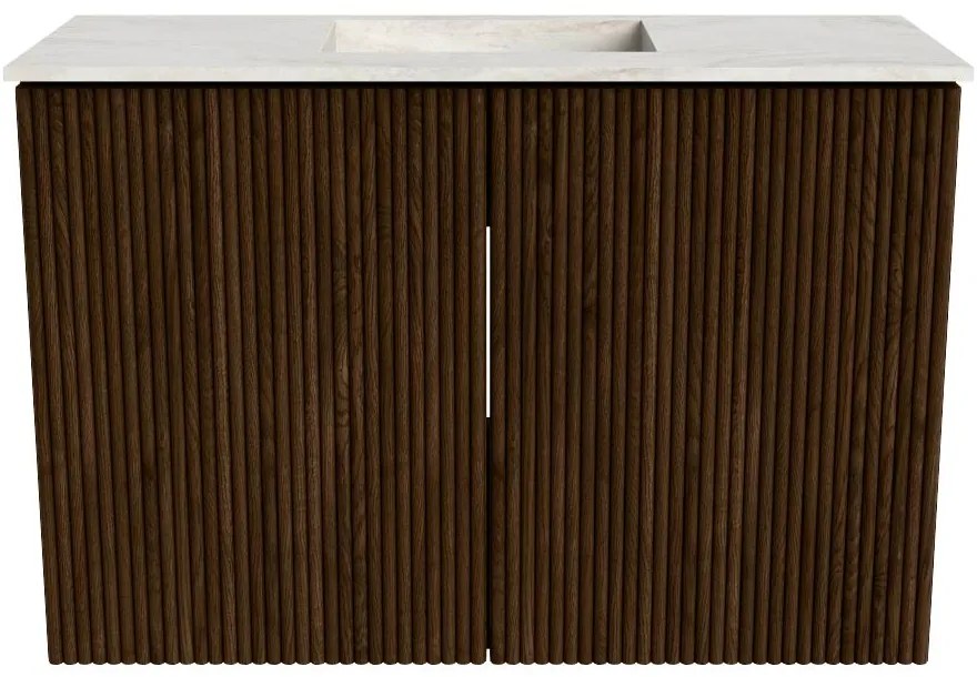 Mondiaz Joya DLux 60cm toiletmeubel walnut met wastafel faye midden 1 kraangat ostra
