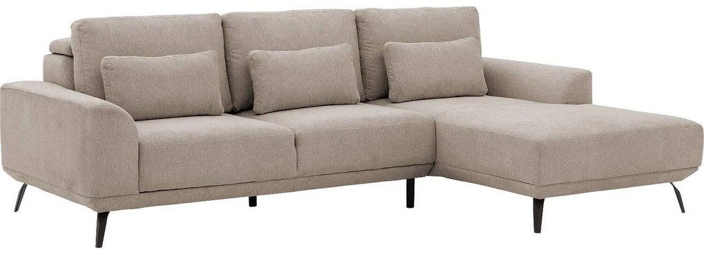 Goossens Excellent Bank Princess Met Elektrisch Uitschuifbaar Zitvlak beige, stof, 2,5-zits, elegant chic met chaise longue rechts