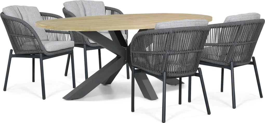 Tuinset 4 personen 200 cm Rope Grijs Lifestyle Garden Furniture Monaco/Brookline