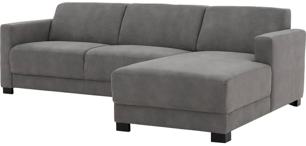 Goossens Bank My Style grijs, microvezel, 2,5-zits, stijlvol landelijk met chaise longue rechts