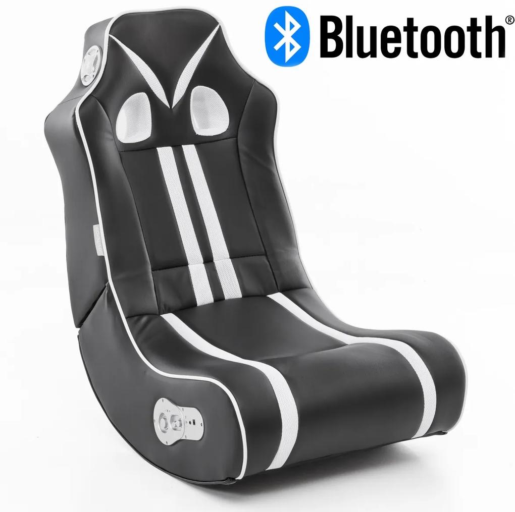 24Designs Racestoel Gamestoel Monaco - Bluetooth&Speakers - Zwart / Wit