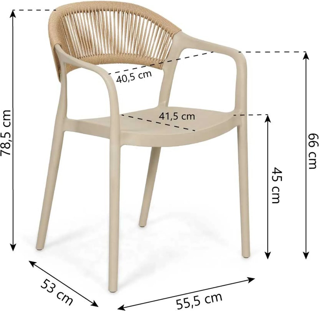 Tuinset 4 personen 125 cm Kunststof Taupe Domani Furniture Toscano/Ancona