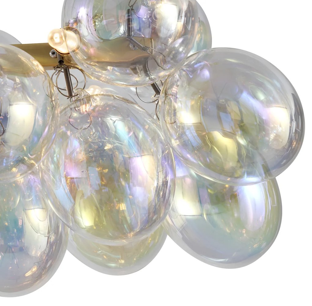 Eettafel / Eetkamer Design hanglamp goud met regenboog glas 8-lichts - Uvas Design G9 bol / globe / rond Binnenverlichting Lamp