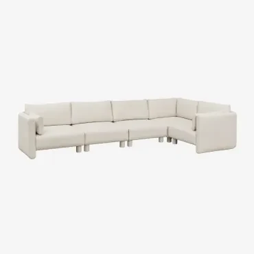 5-delige Modulaire Hoekbank Met Artemisa Bouclé Stof Crèmebeige Boucléstof - Sklum