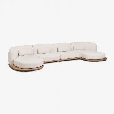 4-delige Modulaire Tuinbank Met Chaise Longue Van Acaciahout Gerard Lichte Acaciekleur - Sklum
