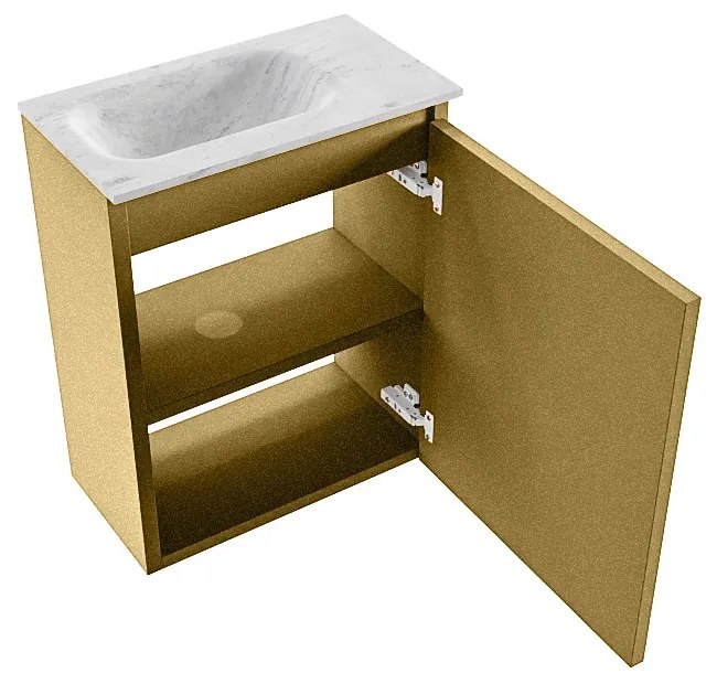 Mondiaz Ture DLux toiletmeubel 40cm oro met wastafel opalo links met kraangat