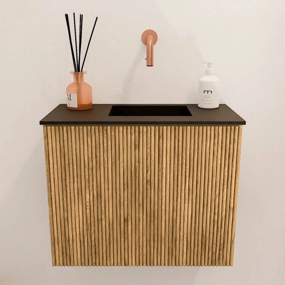 Mondiaz Joya 50cm toiletmeubel oak met wastafel faye rechts zonder kraangat urban