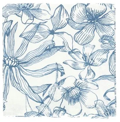 Theedoek, bio-katoen, blauwe bloemen, 50 x 70 cm