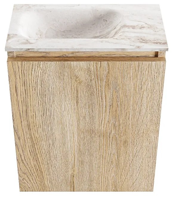 Mondiaz Ture DLux toiletmeubel 40cm washed oak met wastafel frappe links zonder kraangat