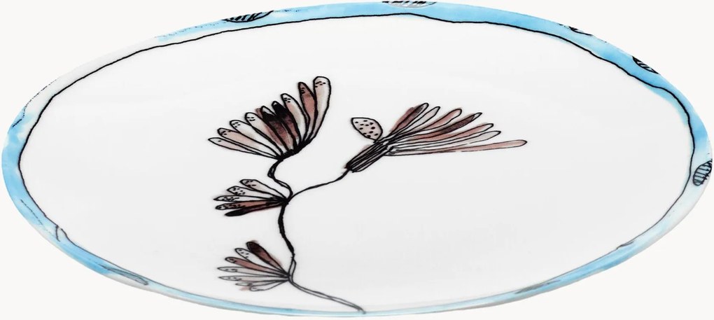 Ontbijtborden Midnight Flowers van Fine Bone China, 2-delig