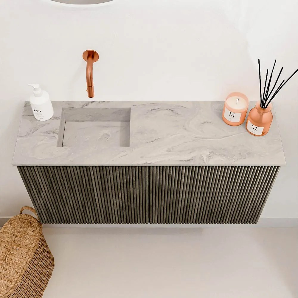 Mondiaz Joya DLux 80cm toiletmeubel shadow met wastafel faye links zonder kraangat glace