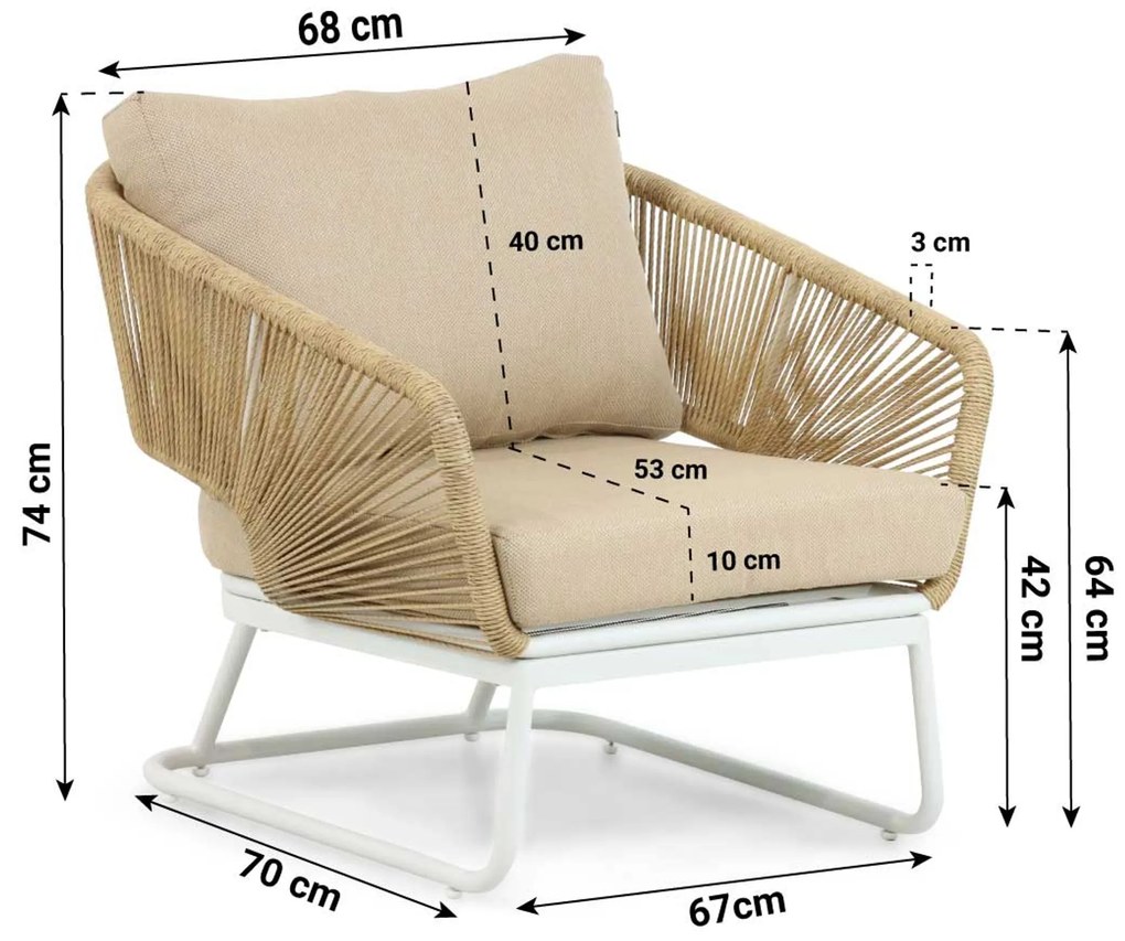 Stoel en Bank Loungeset 5 personen  Wit  Hartman Corsica/Lunaro