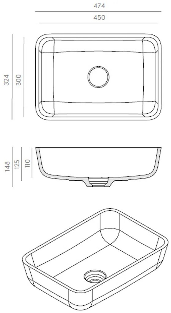 Resigres Lavabo 1301 waskom rechthoekig 50x35cm solid surface wit