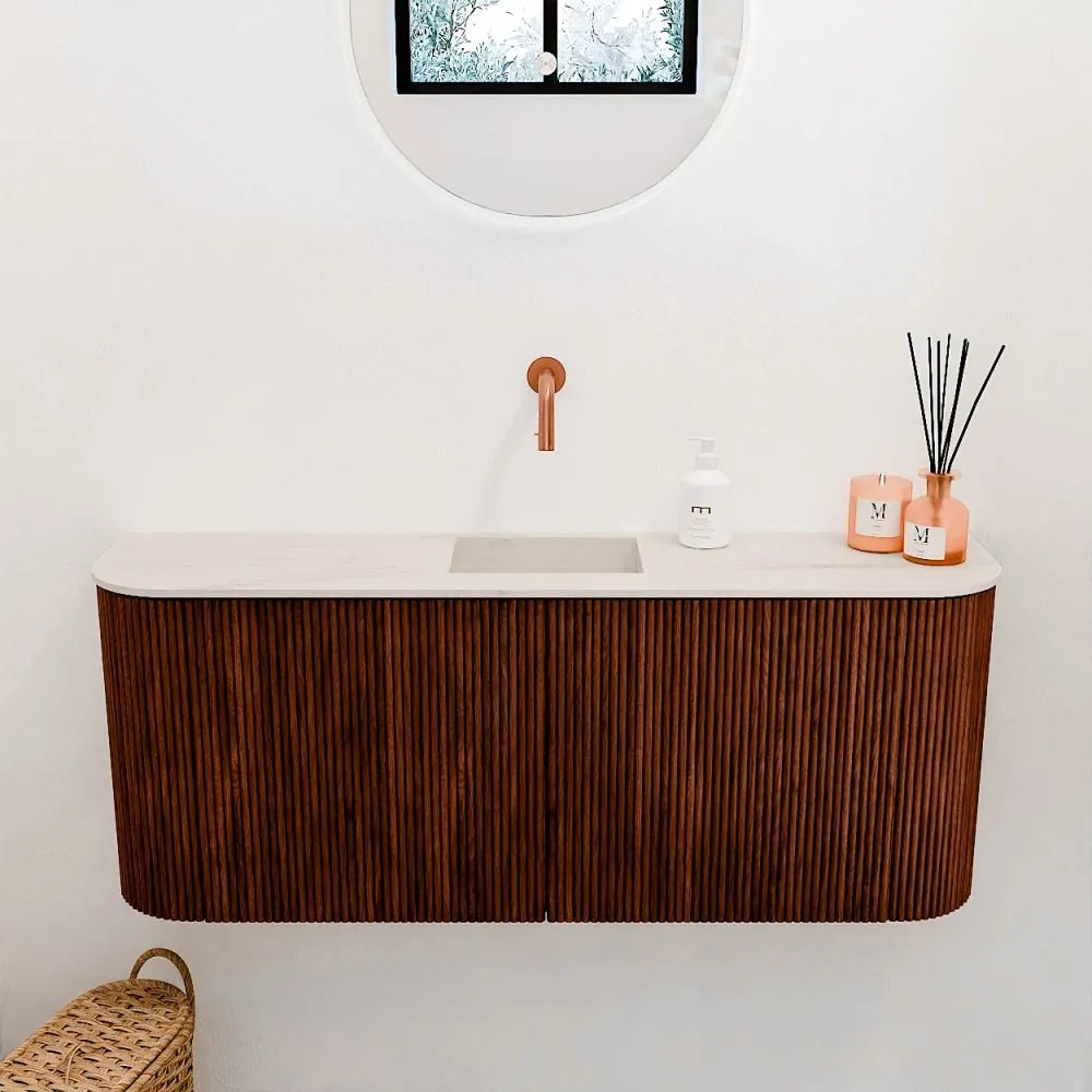 Mondiaz Joya DLux 105cm toiletmeubel ronding links/rechts ruby met wastafel faye midden zonder kraangat meli