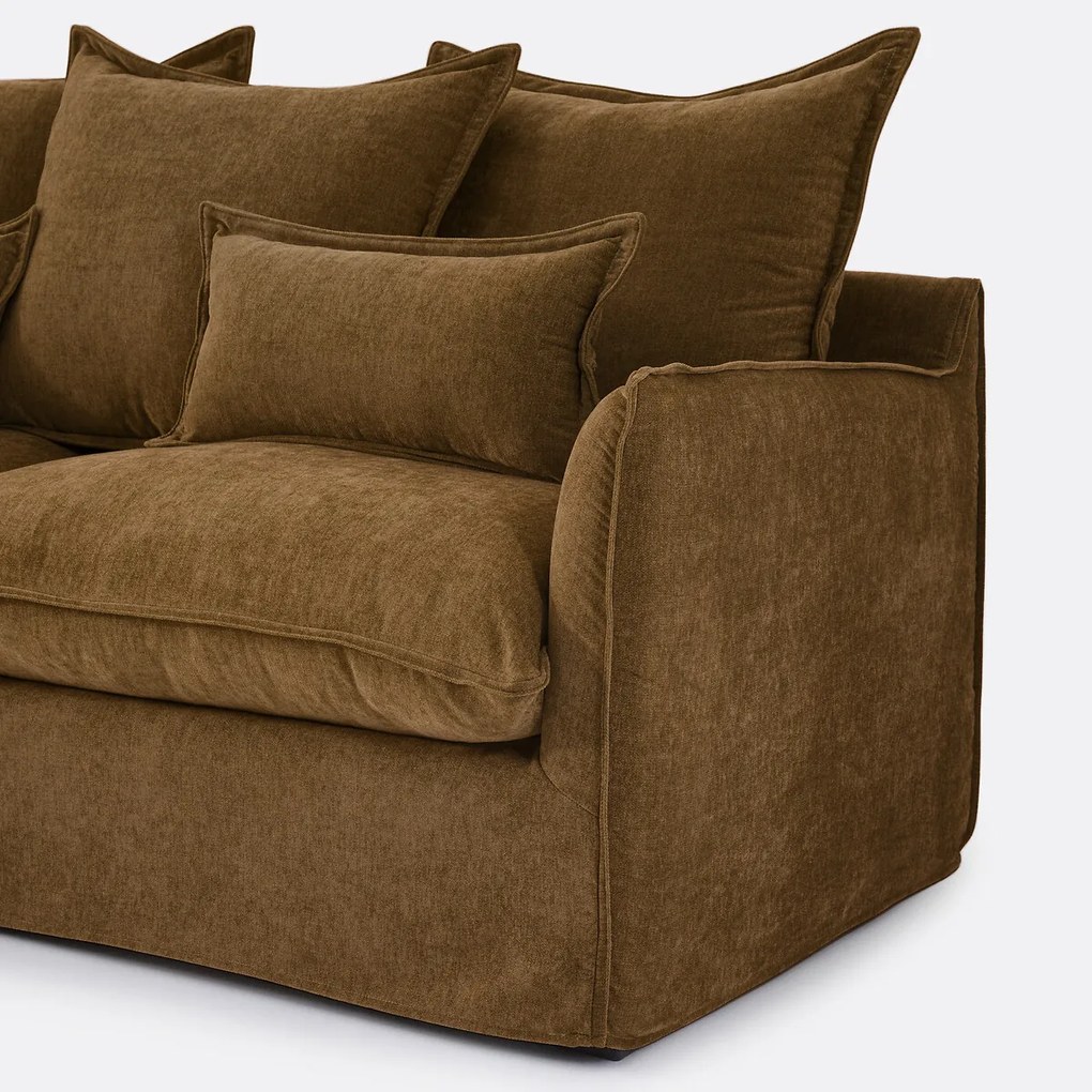 Hoekbank links, afneembare hoes, 4 zits, in gevlekt polyester, ODNA