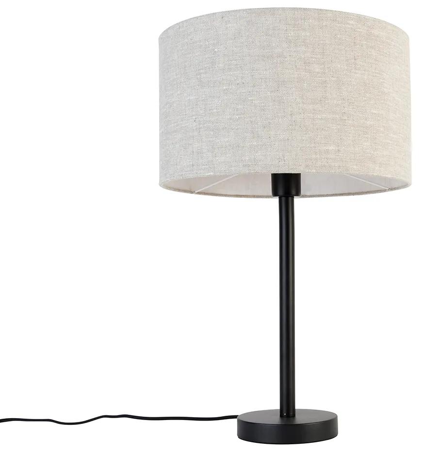 Moderne tafellamp zwart met boucle kap lichtgrijs 35 cm - Simplo Design E27 rond Binnenverlichting Lamp