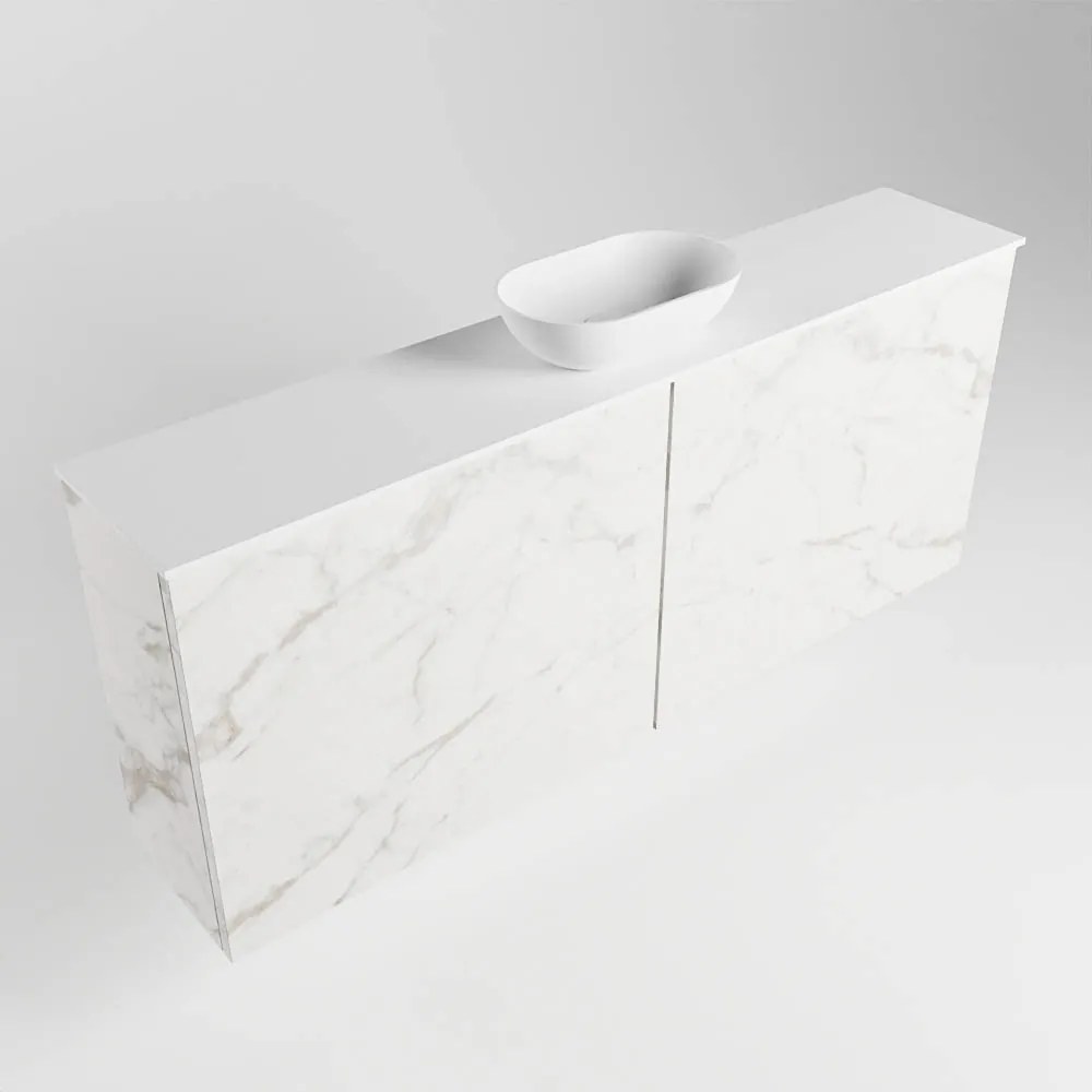 Mondiaz Fowy toiletmeubel 120cm Carrara met witte waskom midden en kraangat