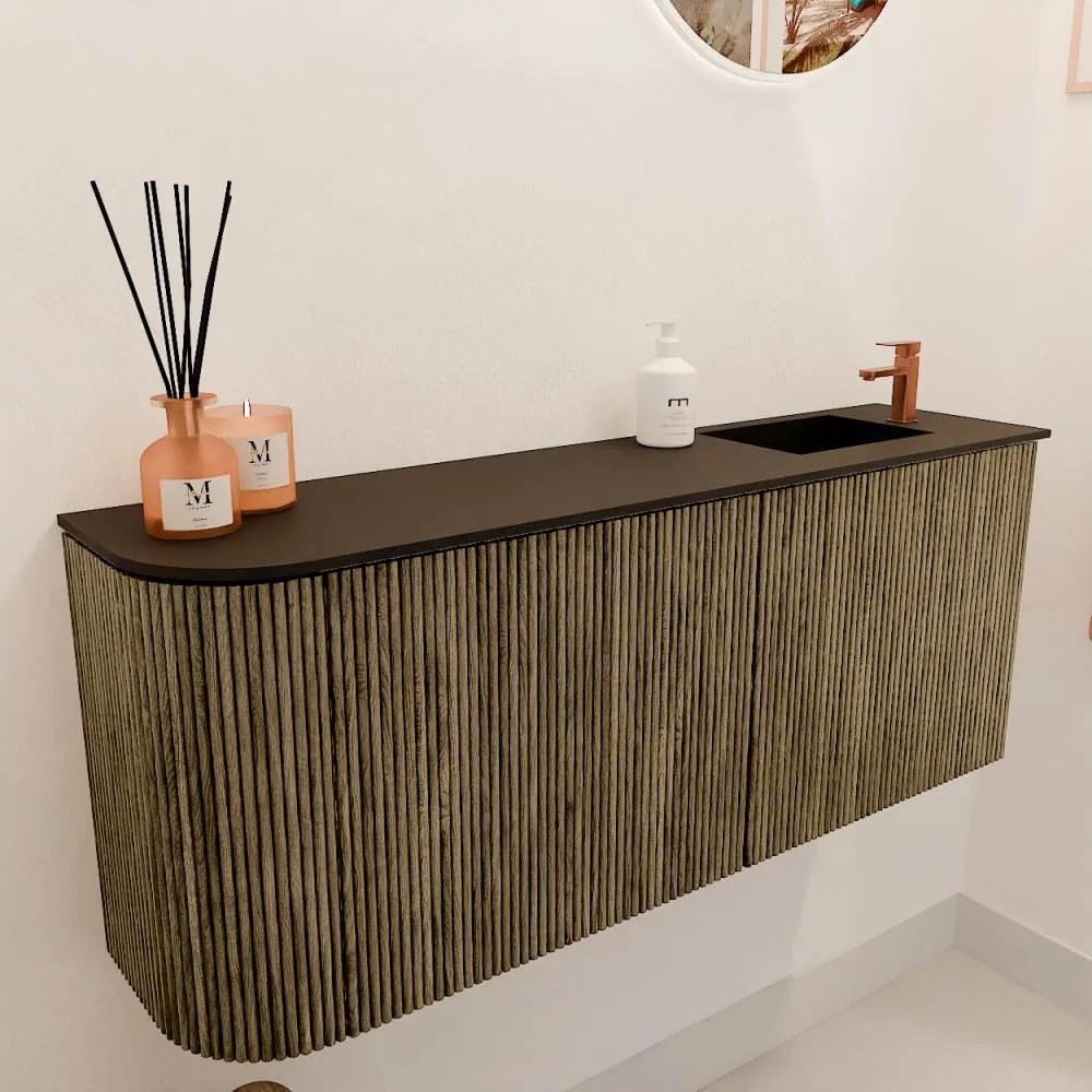 Mondiaz Joya 100cm toiletmeubel ronding links dusk met wastafel faye rechts 1 kraangat urban