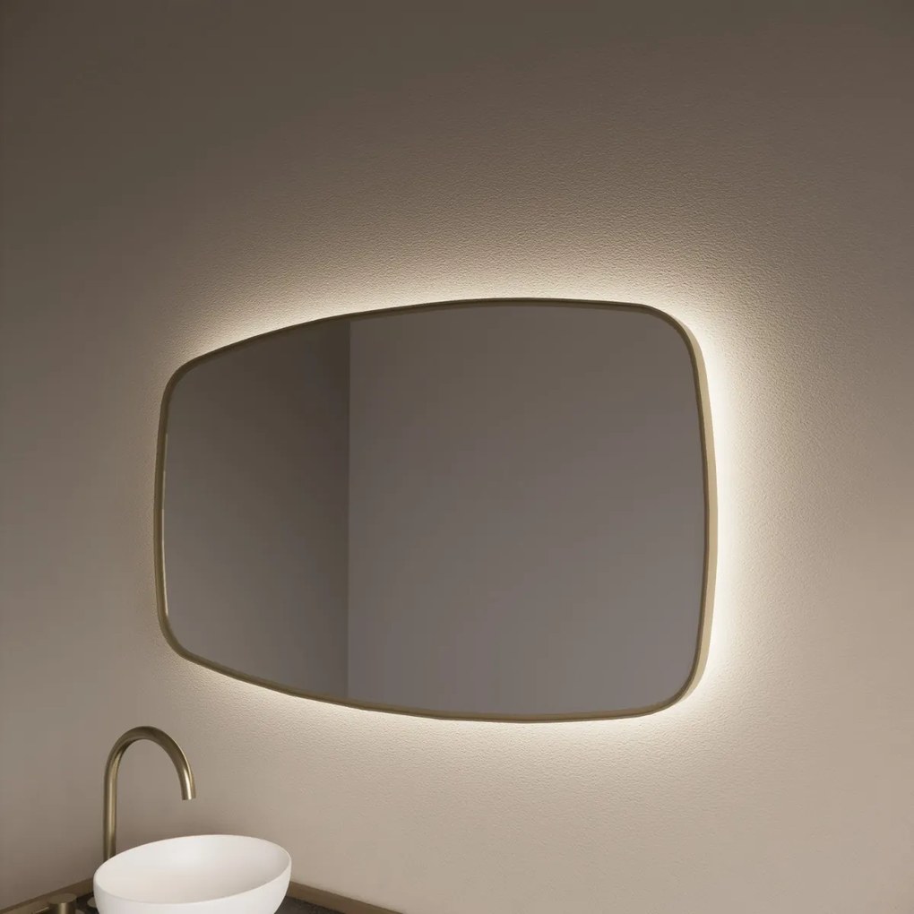 Gliss Design Epos spiegel met LED-verlichting 160x70cm horizontaal mat goud