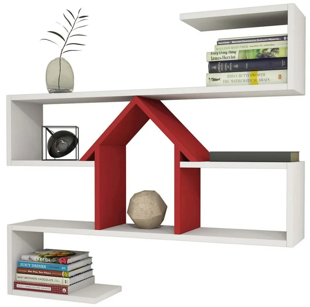 Homemania Wandschap Nest 100x22x93 cm wit en rood