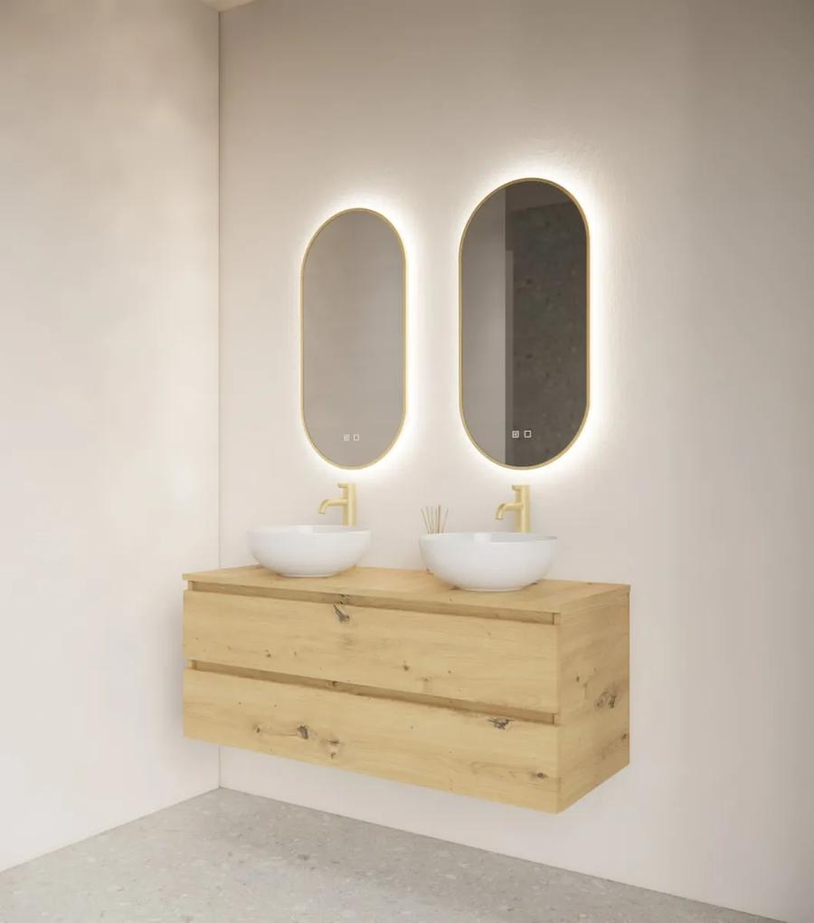 Gliss Design Aura ovale spiegel 50x100cm met LED-verlichting en verwarming goud