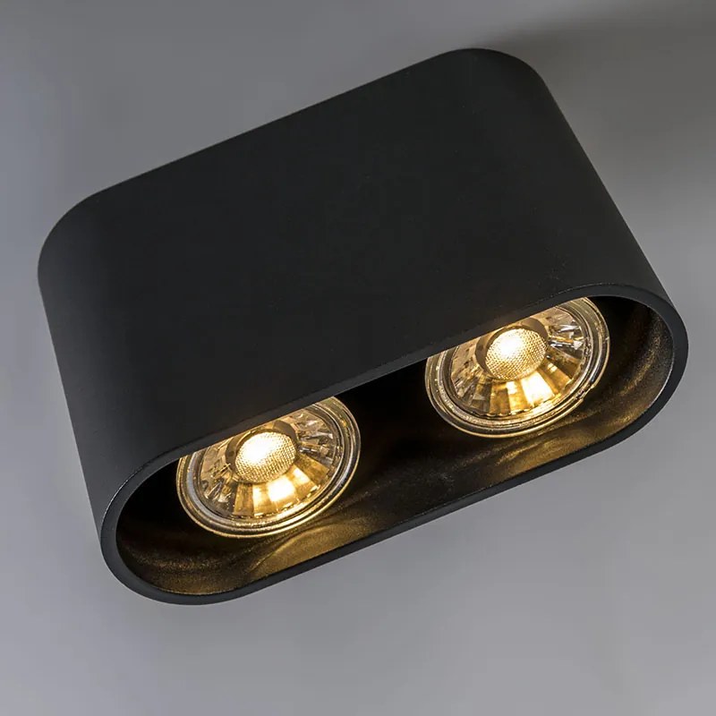 Moderne opbouwSpot / Opbouwspot / Plafondspot zwart 2-lichts GU10 50mm - Ronda Design, Modern GU10 ovaal Binnenverlichting Lamp