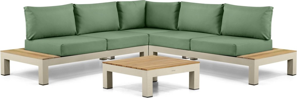 Loungeset 5 personen Aluminium/Teak Taupe Lifestyle Garden Furniture Vittoria