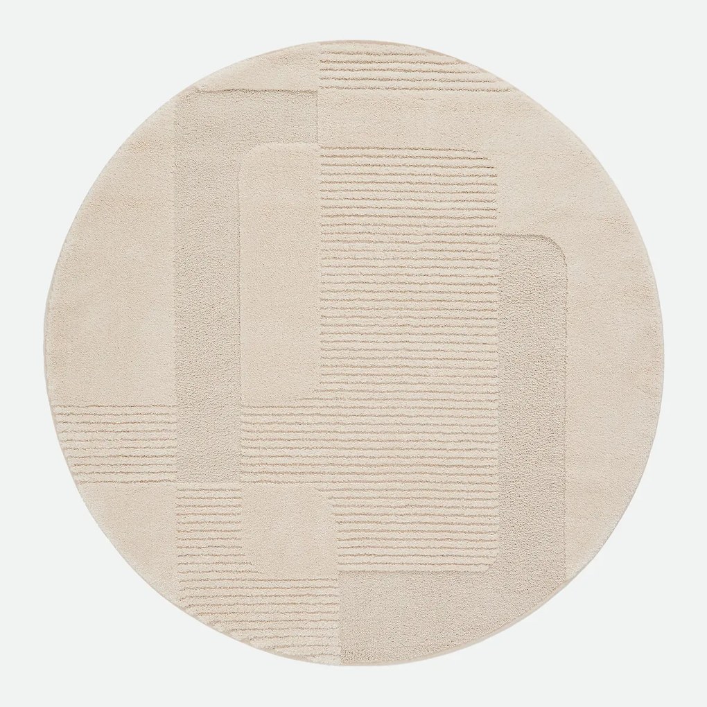 Rond vloerkleed, geometrisch reliëfpatroon, LODGO