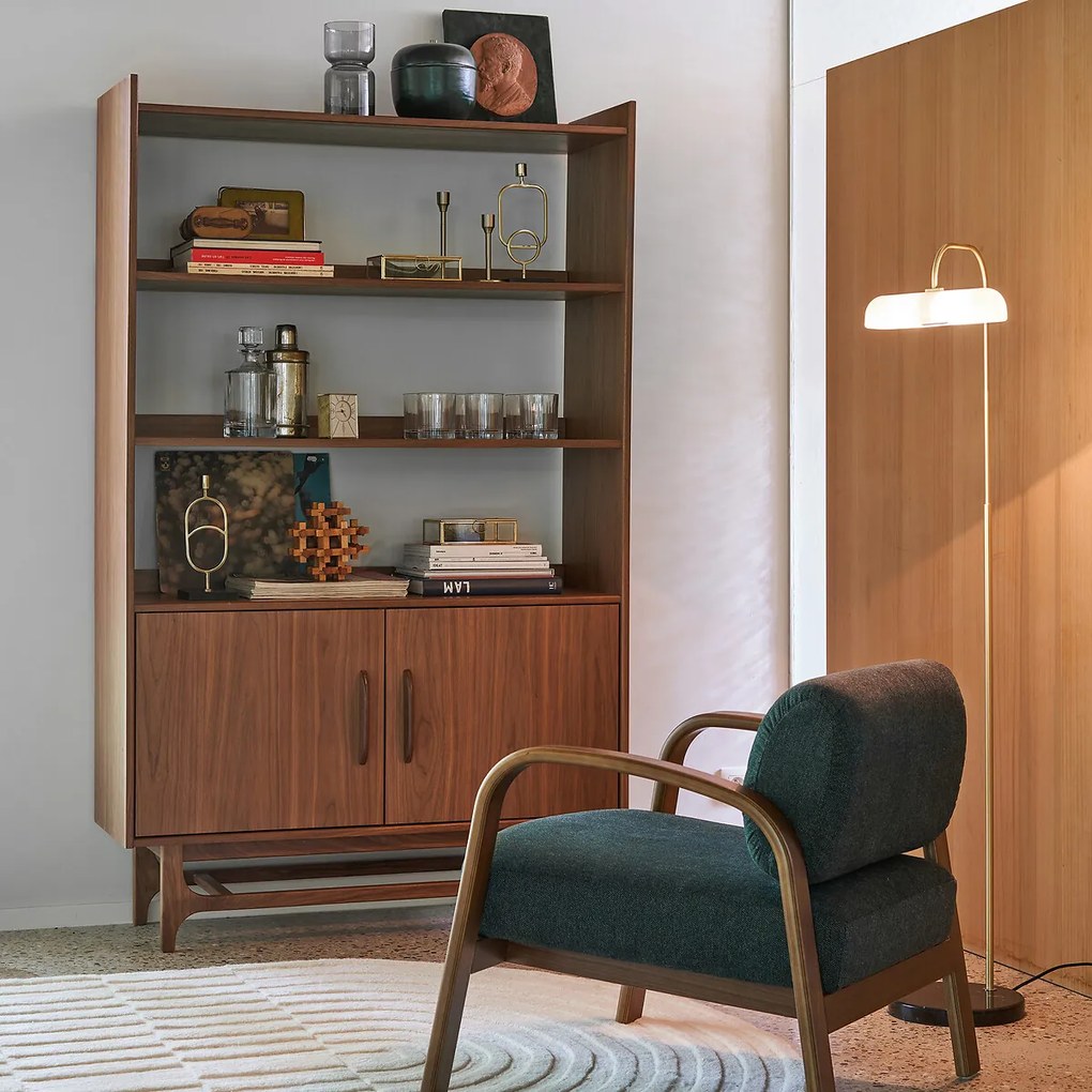 Vintage boekenkast, notenhout en fineer, LARSEN