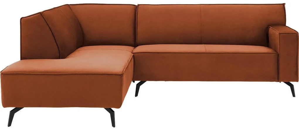 Goossens Basic Hoekbank Edolo oranje, stof, urban industrieel met ligelement links