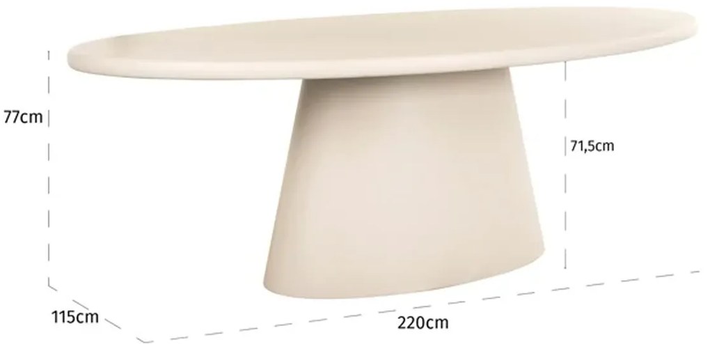Richmond Interiors Clayton Ovale Eettafel Beige - 220 X 115cm.