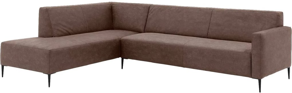 Goossens  Key West bruin, micro leer, 3-zits, modern design met ligelement links