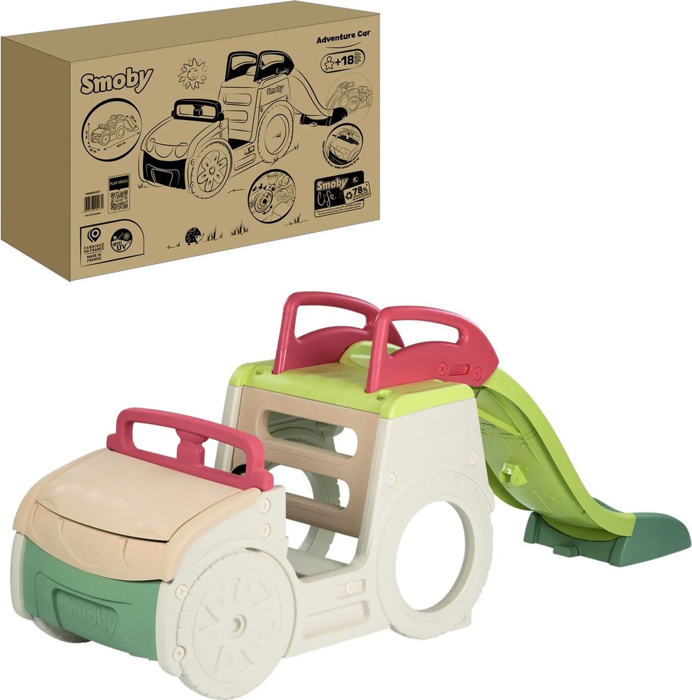 Smoby Life Adventure Car – Speelauto – Vanaf 18 maanden – Inclusief Glijbaan &amp; Zandbak