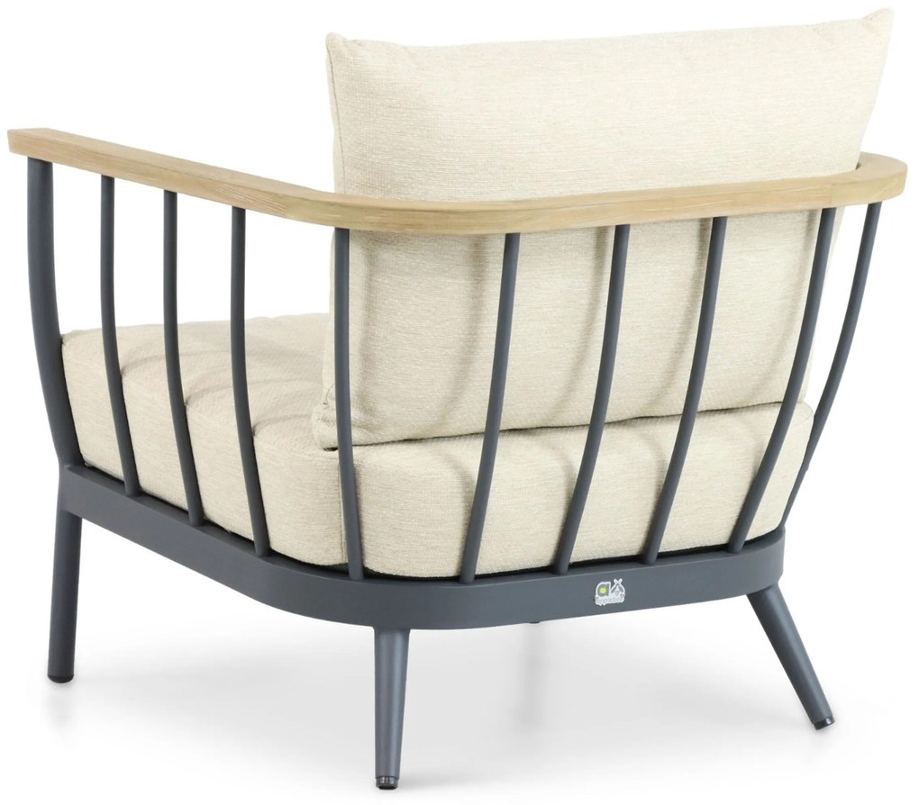 Stoel en Bank Loungeset 5 personen Aluminium/Teak Grijs Apple Bee Condor